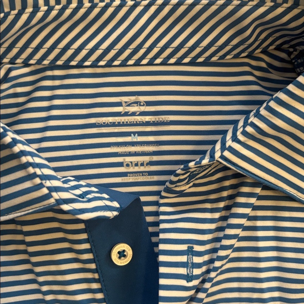 Southern Tide Navy and White Striped Polo - Picture 2 of 3